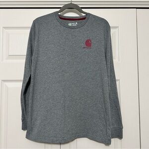 Carhartt Logo Long Sleeve‎ T-shirt Tee in Gray Youth/Boys XL 18-20 GUC